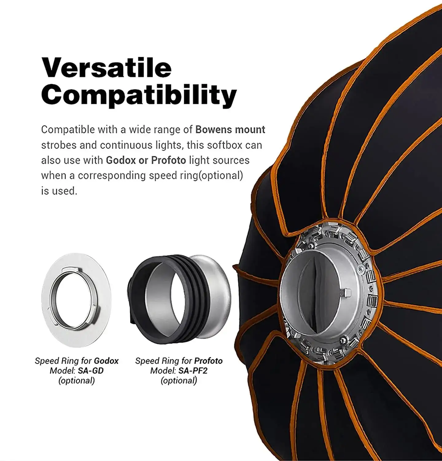 Godox QR-P70 70cm P90 90cm P12 120cm 퀵 릴리즈 파라볼릭 딥 소프트박스 그리드 (Godox Aputure Bowens 마운트 스튜디오 플래시용)