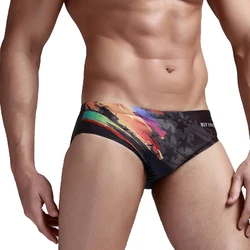 Swimwear Men Printed Swimsuits Quick Dry Swimming Briefs Sexy Male Low Waist Bathing Trunks Sport Beach Bikini Surfing Shorts