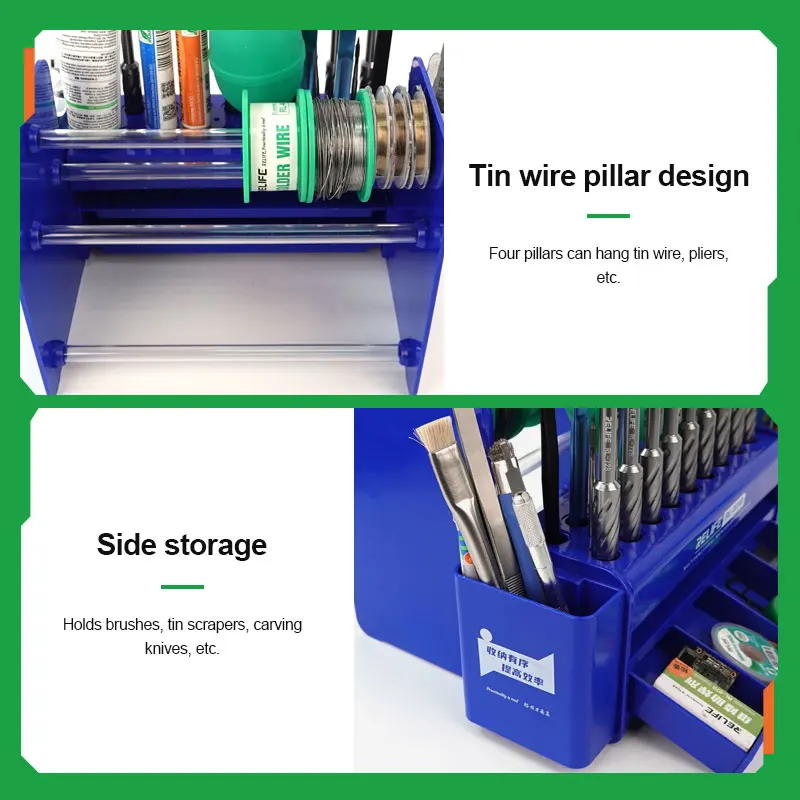 RELIFE RL-001G RL-001H Large Capacity Storage Bracket Mobile Phone Repair Glue Screwdriver Tweezers Brush Organize Holder