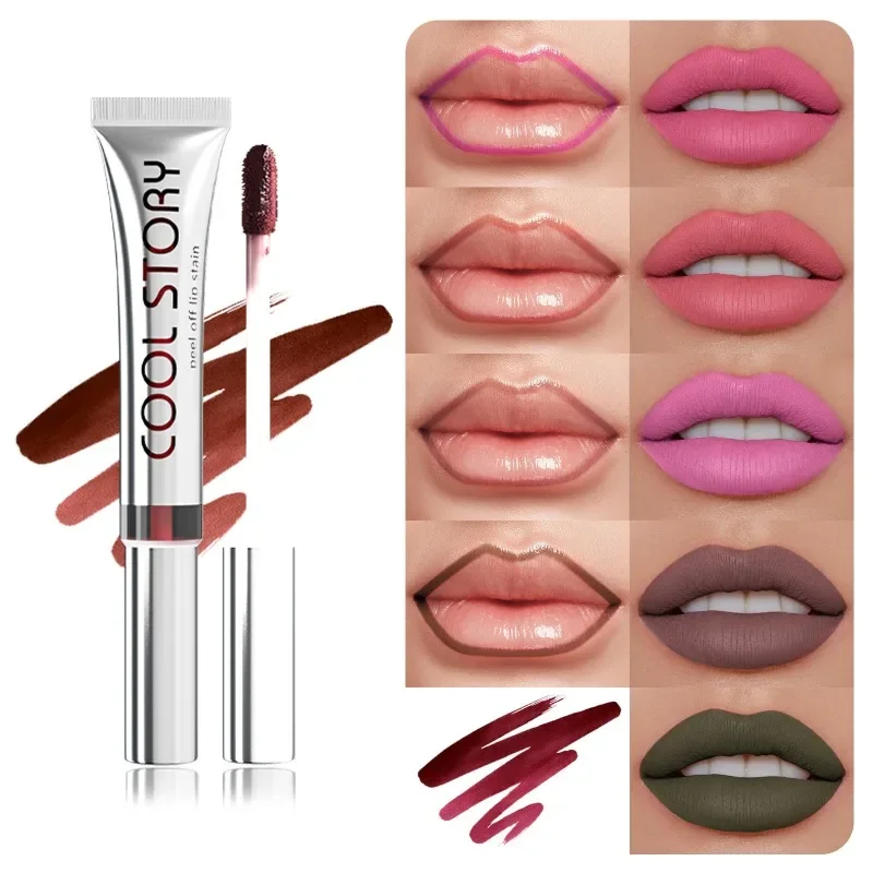 

*Two in one lipstick and lipliner matte peeling lip glaze fast drying durable non stick cup lipliner