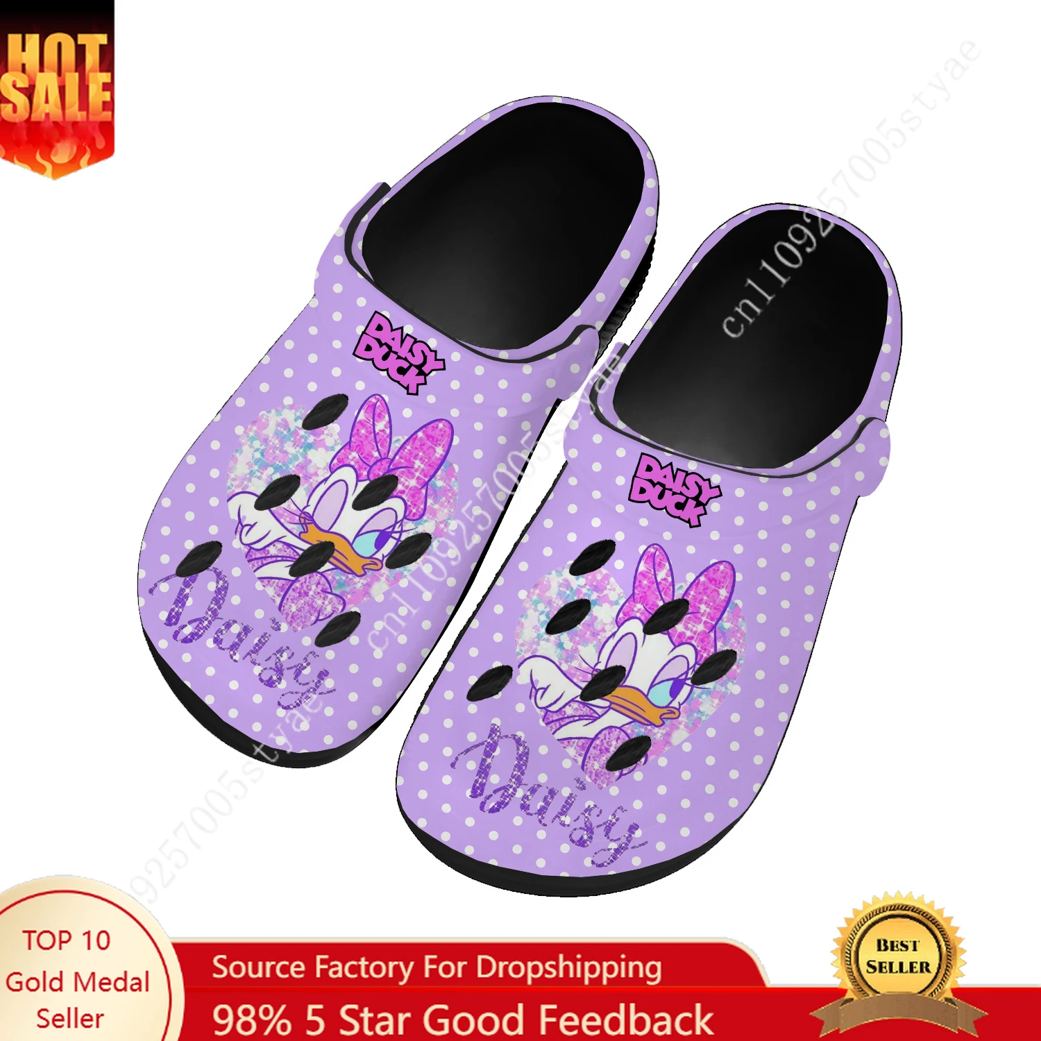 

Disney Daisy Duck Water Shoes Mens Womens High Quality Fashion Home Garden Clogs Custom Sandals Beach Breathable Hole Slippers