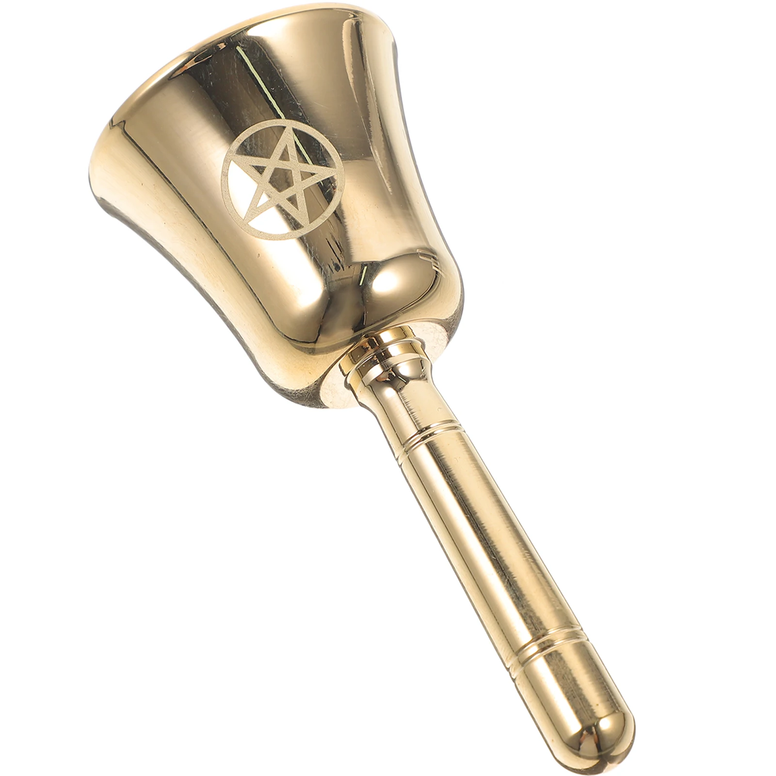 

1pcs Pentagram Ornament Handheld Bell Golden Tarot Ceremony Altar Supplies Divination Tools Metal Bell Small Decoration