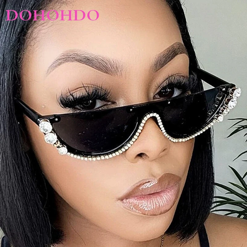 

2025 Semi-Circle Diamond Sunglasses Men Women Retro Design Steampunk Eyewear Outdoor Sun Glasses For Unisex Oculos De Sol UV400