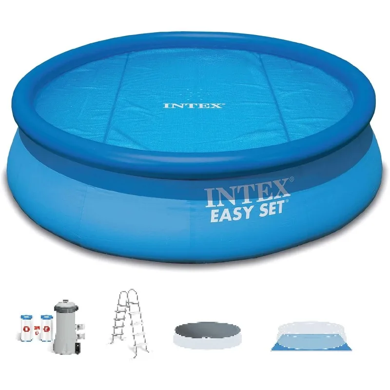 

Intex 15ft x 48in Easy Set Above Ground Inflatable Pool w/Pump and Solar Cover