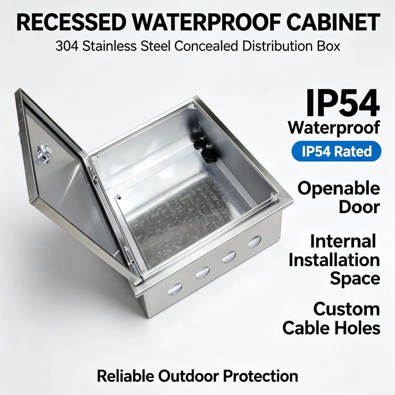 Wall Recessed Concealed Distribution Box 304 Stainless Steel IP54 Waterproof Sealed Electrical Box