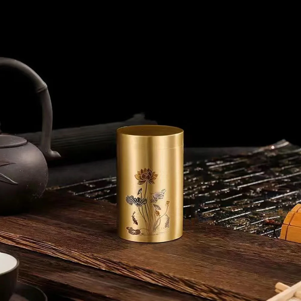 

Brass Tea Airtight Food Storage Can Copper Food Storage Can Box for Loose Tea Coffee Spice Holder Kitchen Decor