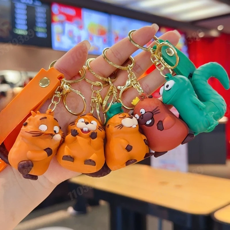 Animal Cartoon Beaver Keychain Cute Yellow Backpack Pendant Small Lizard For Children Gifts