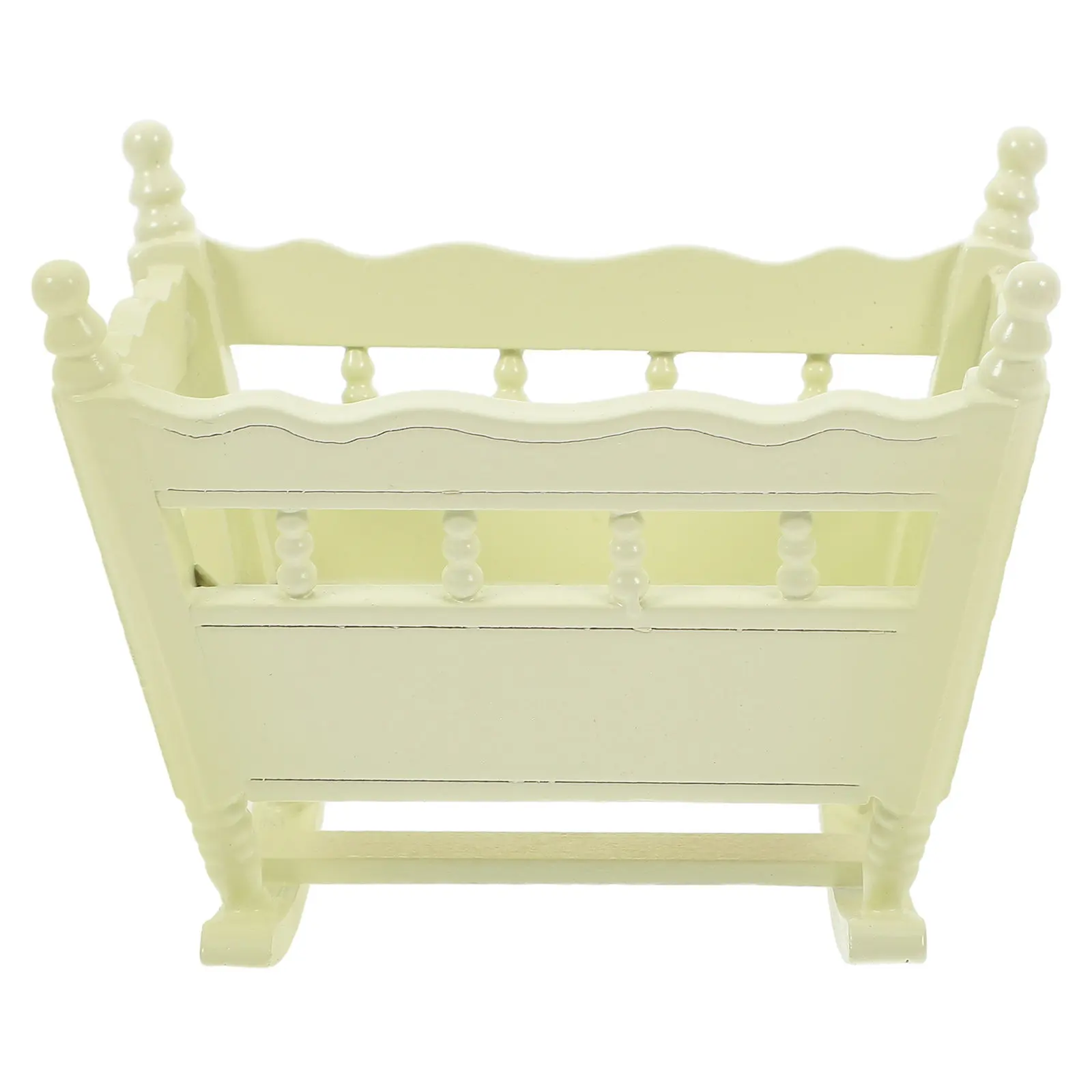 Miniature Wooden Cradle Mini Bedroom Bed Furniture House Accessory Baby Crib Micro Landscape Miniature Ornament