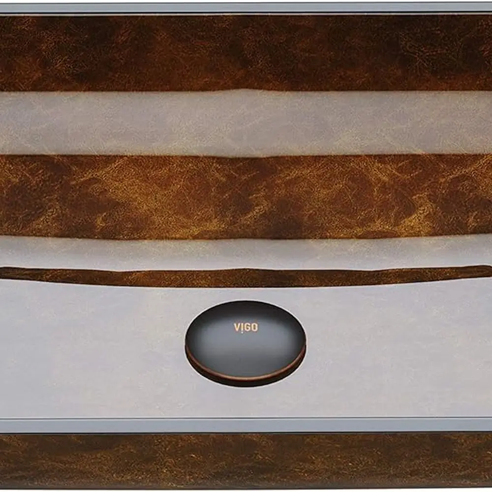 

Сосудная раковина Коричневая — 23-дюймовая художественная прямоугольная раковина для ванной комнаты, раковина из закаленного стекла над столешницей с антипригарным покрытием и быстрым покрытием