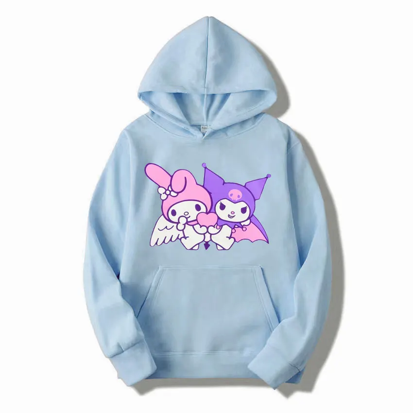 Purple Kuromi Women Hoodie Tops Spring Autumn New Fashion Men Pullover Cartoon Anime Black Couple Oversized Sweatshirt Clothes