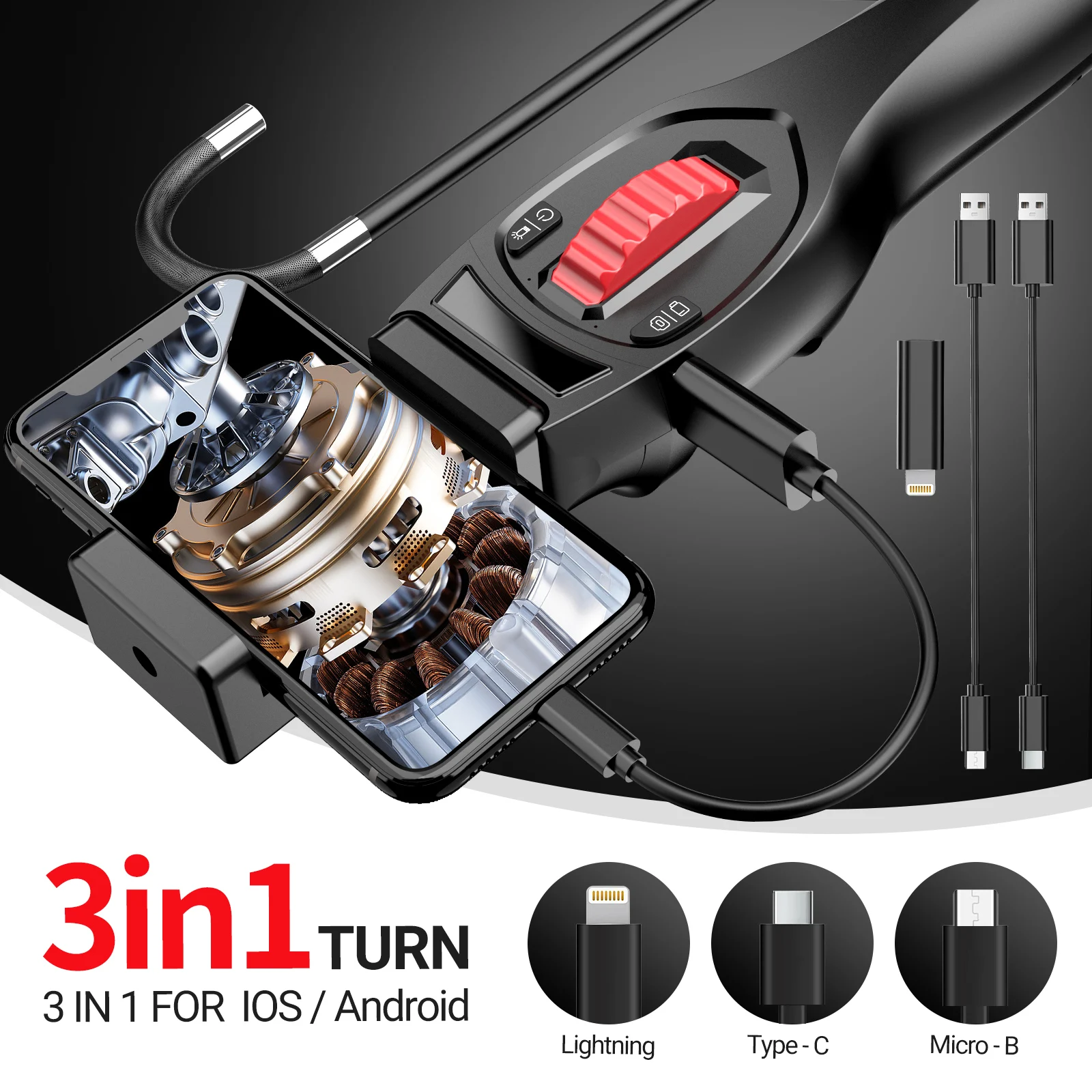 

3.9mm Two-Way Articulating Borescope Professional Industrial Endoscope Inspection Camera with Super Thin Articulated Camera