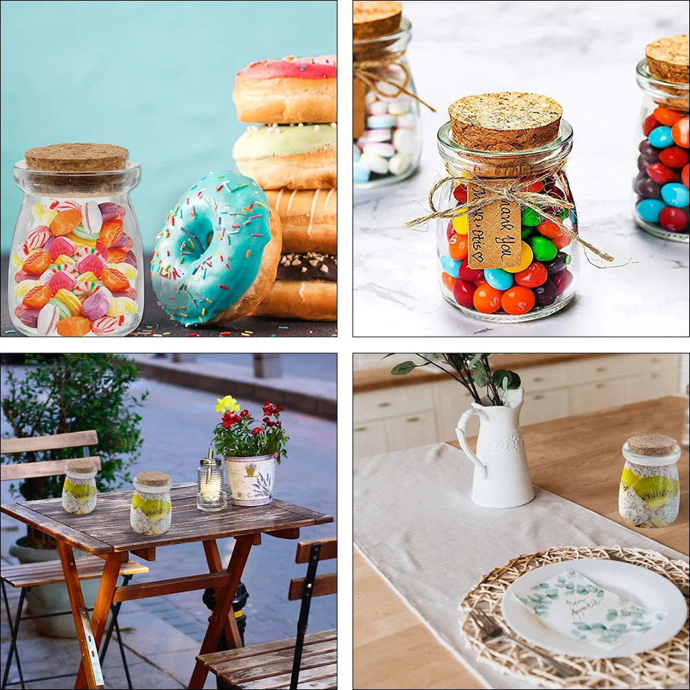 

6pcs Jelly Jars Glass Yogurt Bottles Dessert Cups Pudding Containers Sealed Canisters Tea Storage Food Small Portable Wedding