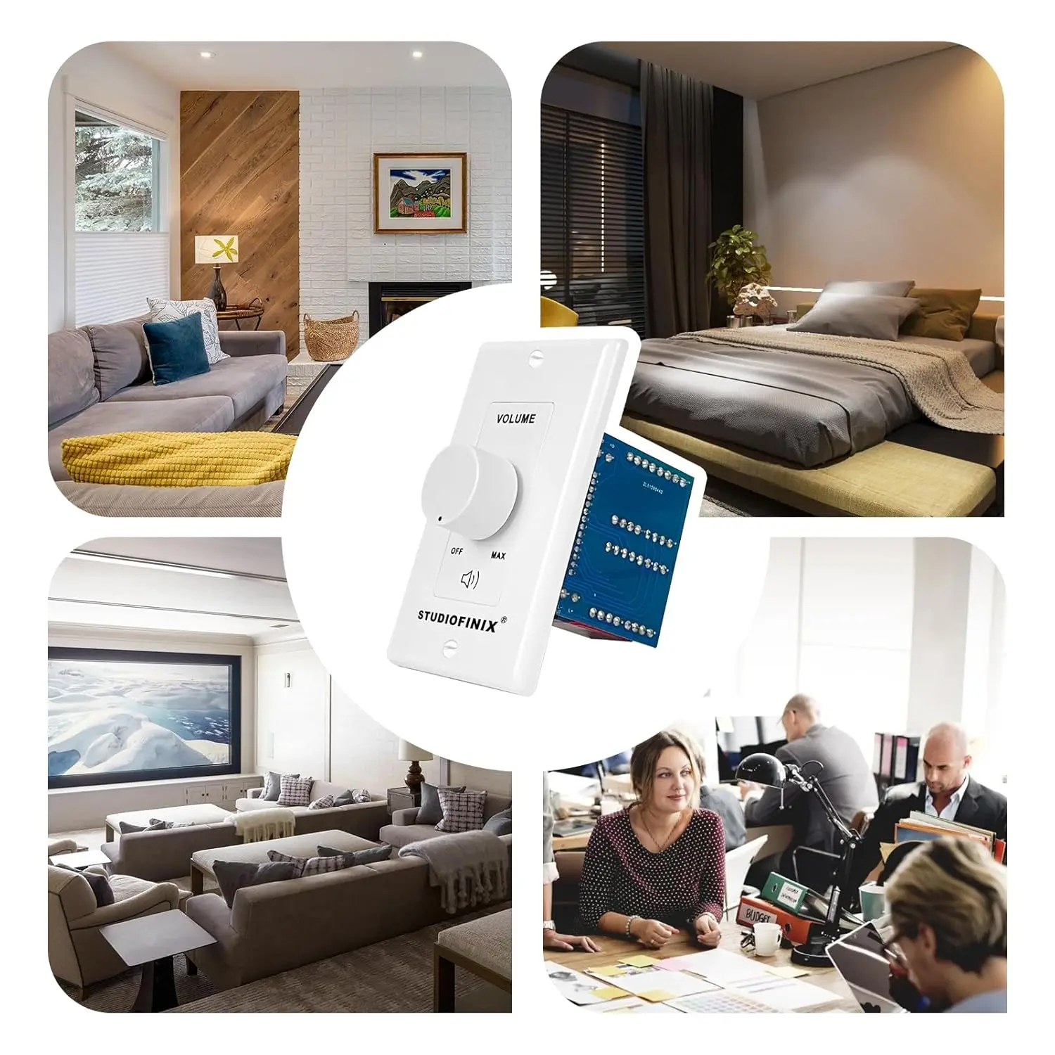 مقبض التحكم في مستوى الصوت في الحائط بقدرة 100 وات من STUDIOFINIX - وحدة تحكم ستيريو متطابقة المقاومة لمكبرات الصوت الداخلية والخارجية للمسرح المنزلي #6