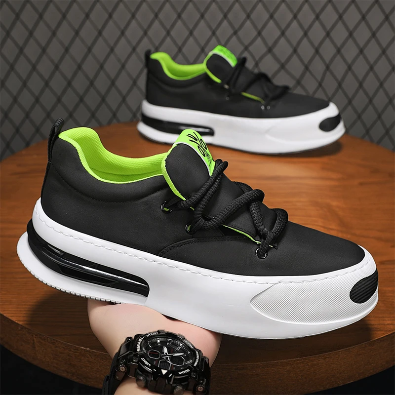 

Fashion Black Platform Sneakers Men Summer Canvas Breathable Designer Sneakers For Men Outdoor Casual Low-cut Men's Skate Shoes