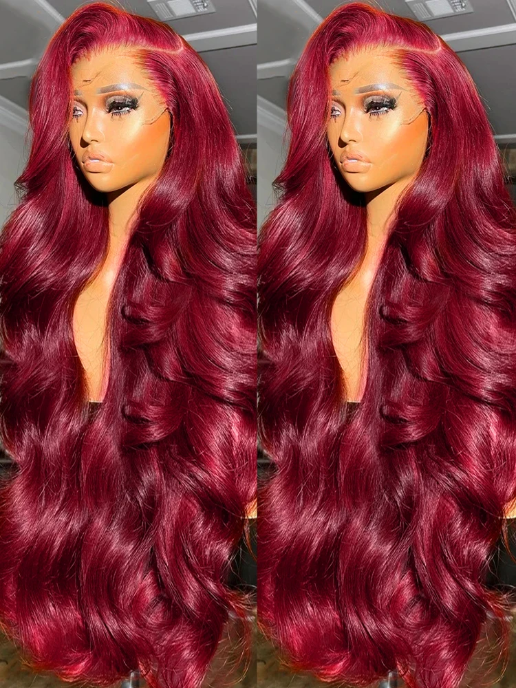 99J Burgundy Lace Front Wig Body Wave13X6 HD Transparent Lace Front Human Hair Wig 13X4 Brazilian Colored human hair wigs