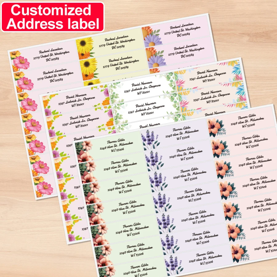 

Custom Floral Address Stickers - Sunflower Mailing Labels for Invitations/Business/Cards, Self-Adhesive Eco-Friendly Design
