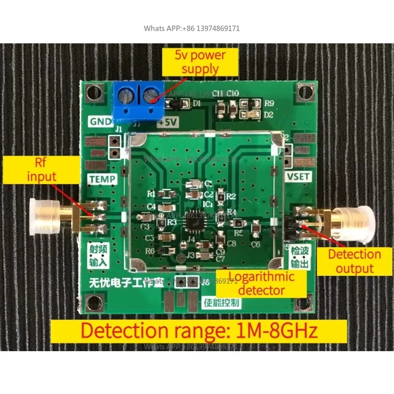 AD8318 Logarithmic Detector Module 1-8000MHz RF Power Detection 70dB Dynamic Range Lab Test Electronic Component
