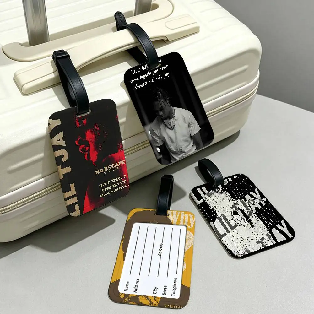 Lil Tjay Pop Rapper Anti lost PVC Suitcase Tag With Info Card Lightweight Baggage Identifier For Daily Trip