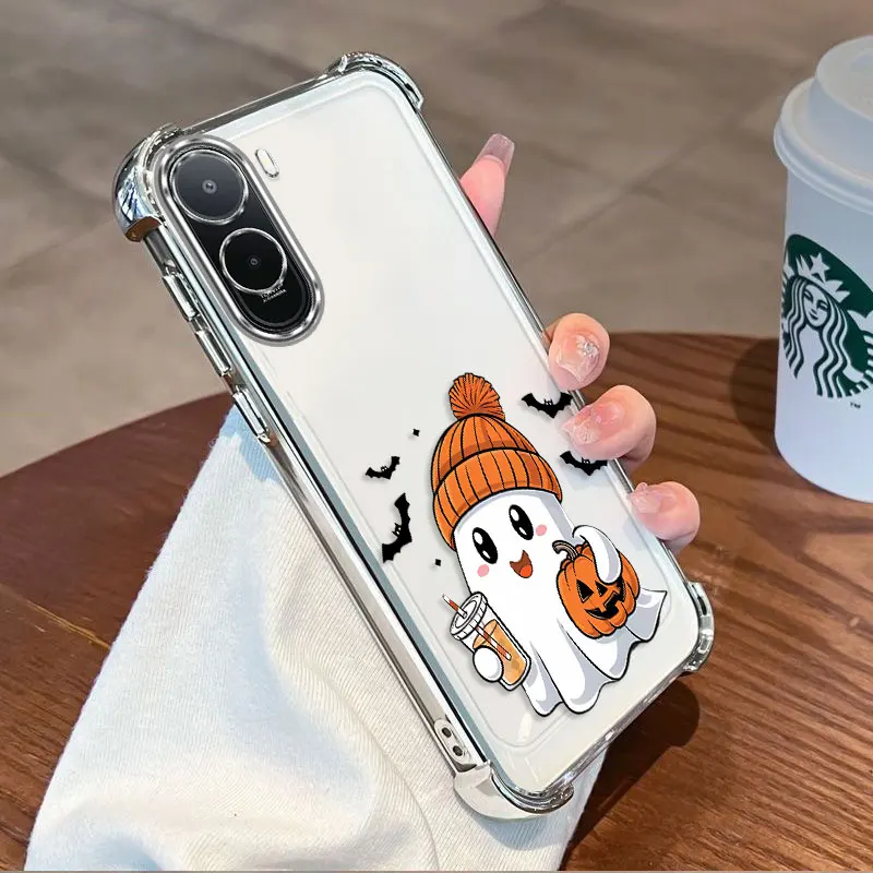 Plating Cover For Xiaomi Poco C81 Pro 4G Case TPU Four-corner Shockproof Halloween Pattern Fundas