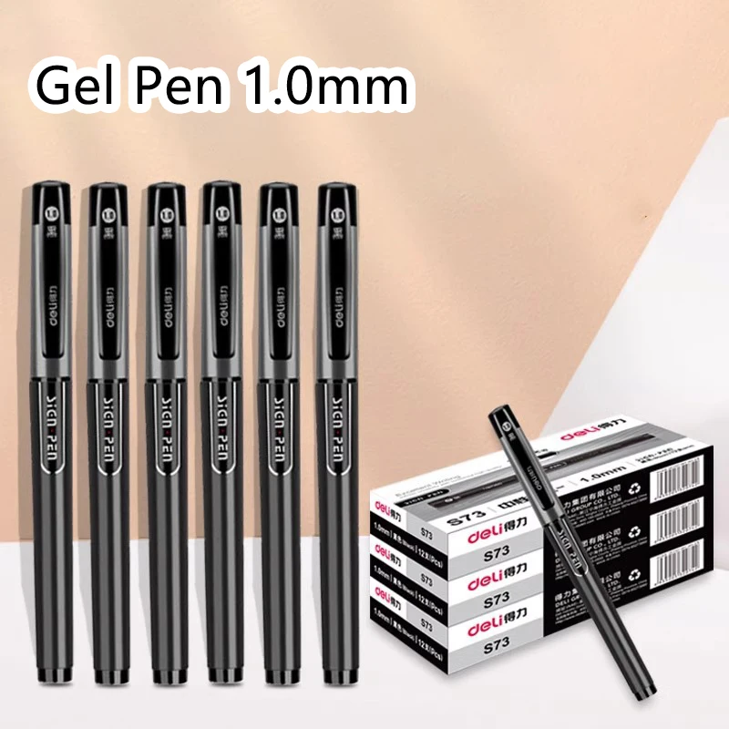 

2/4/6Pcs 1.0mm Black Gel Pen Bold Bullet Signature Pen Waterproof Office Ballpoint Pen Student Supplies