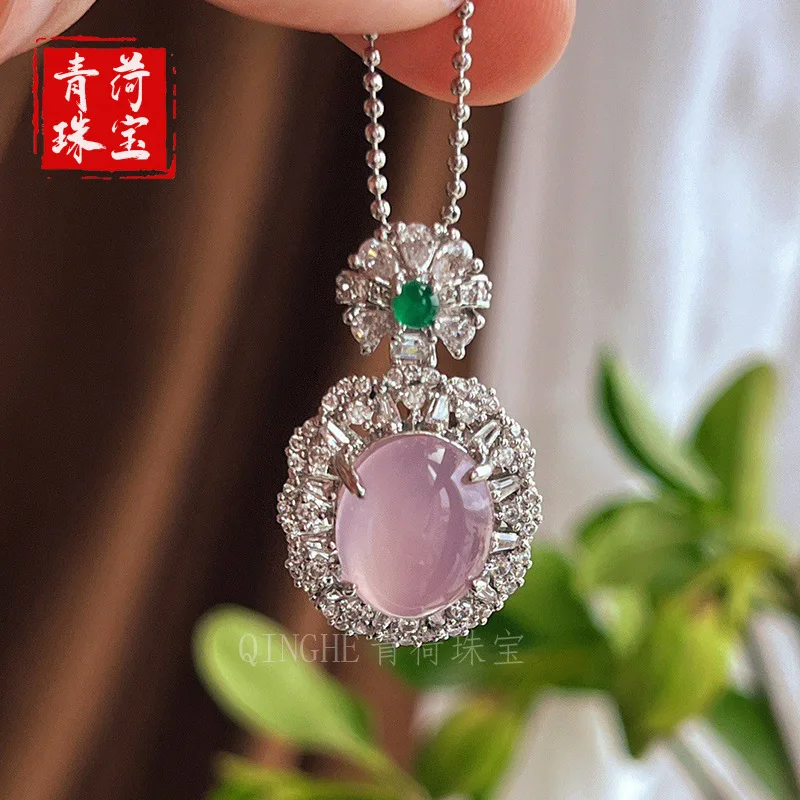 agate is beautiful, natural pink chalcedony , large oval jade pendant women