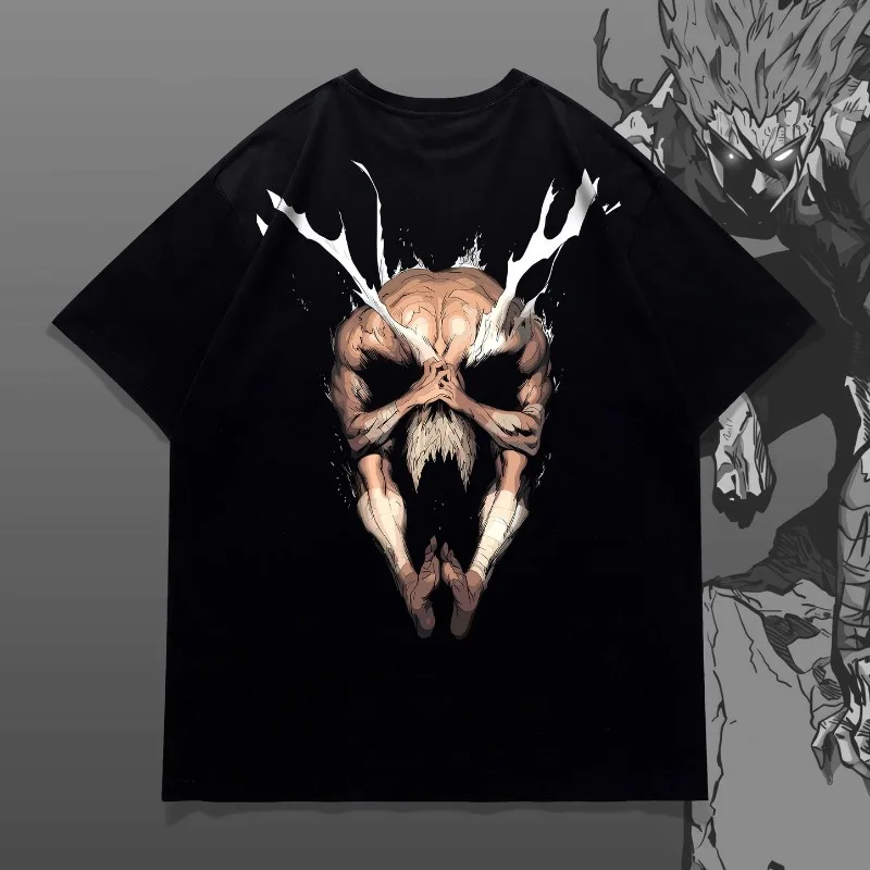 One Punch Man Garou Anime Double Sided Print T-shirt, Oversized Black Tee, Manga Streetwear Casual Short Sleeve for Anime Fans