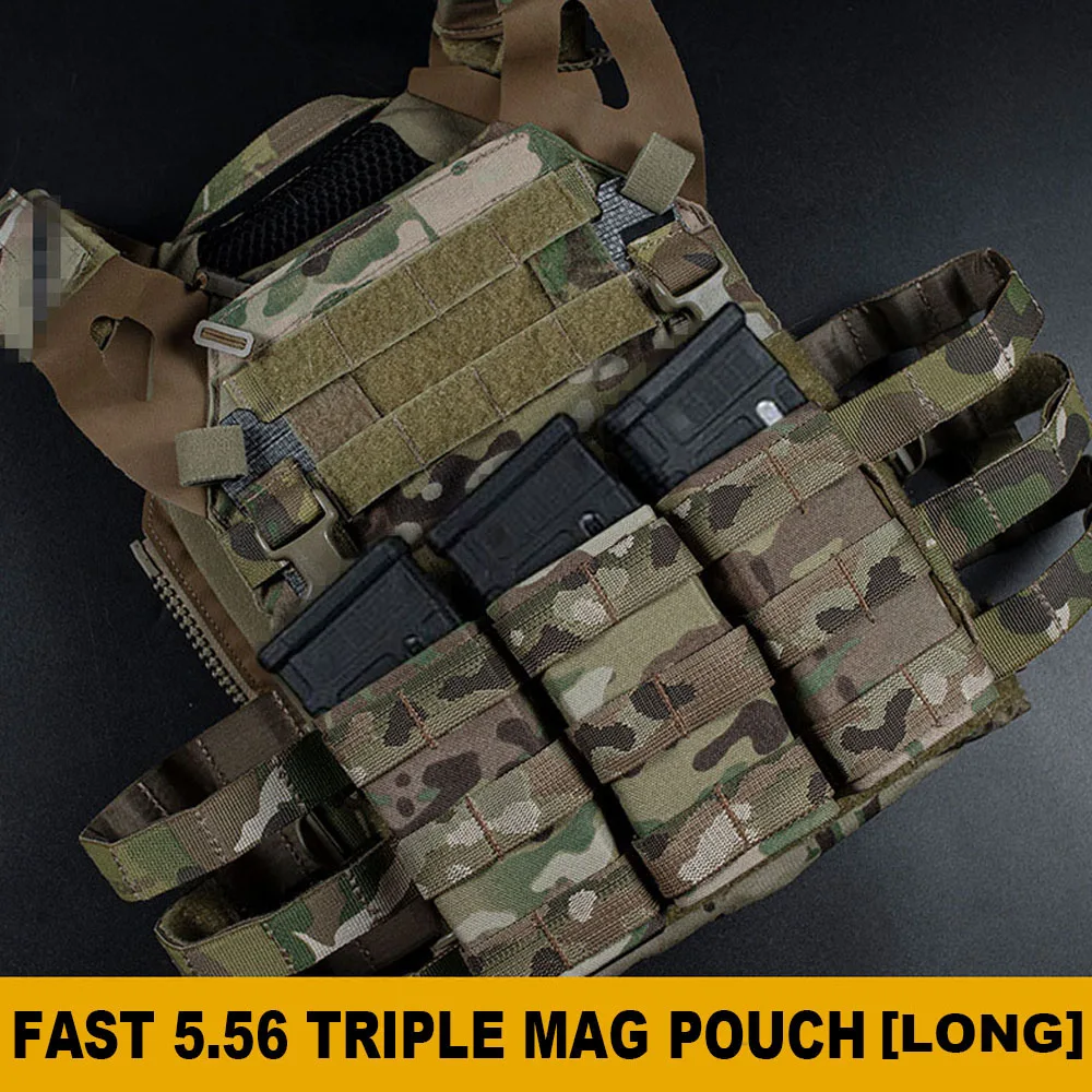 Tactical 5.56 Triple Magazine Pouch MOLLE Hunting Vest Plate Carrier Front Panel KYWI Kydex Wedge Insert FAST Mag Holder Pouch