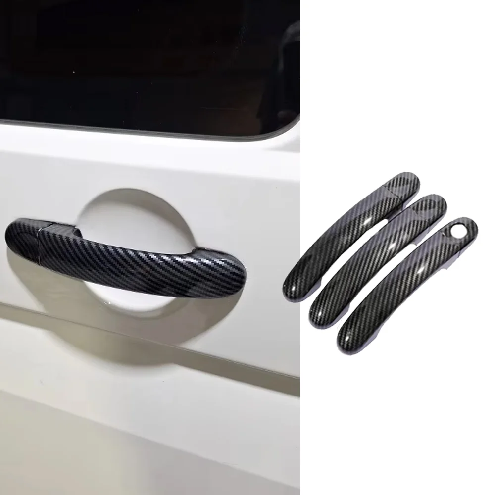 Car Handle Cover for Volkswagen VW Transporter T6 T6.1 Carbon Fiber Black Side Door Sticker Trim Decor Strip ABS Cap Accessorie