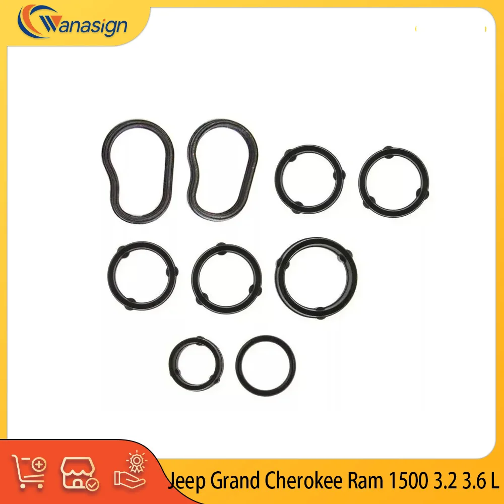 Conjunto de Adaptadores de Filtro de Óleo do Motor com O-rings para Chrysler 300, Jeep Grand Cherokee, Lancia Thema, Ram 1500 3.2 3.6 L V6 Gas DOHC de 2011 a 2020