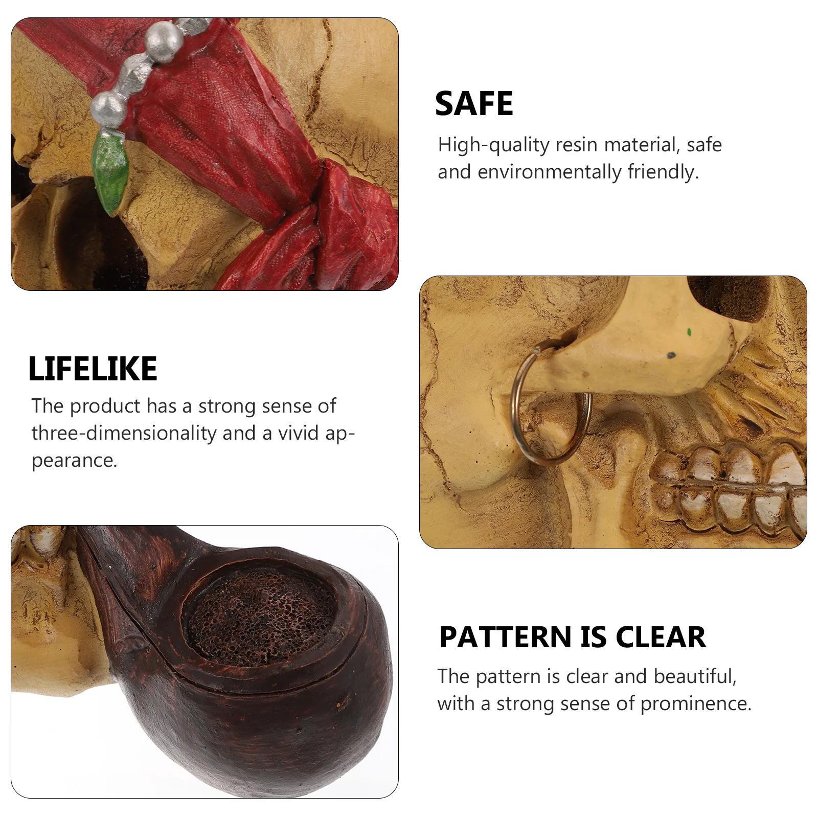 

1Pcs Resin Skull Head Halloween Decoration Statue Scary Haunted House Prop Party Horror Garden Craft Adornment