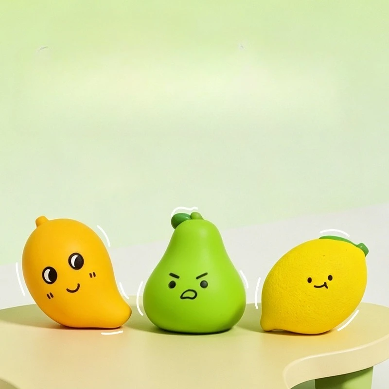 Juguete de Látex para Mascotas con Forma de Limón, Mango y Pera - Juguete Masticable para Perros, Resistente a Mordidas, con Sonido, para Cachorros y Perros Pequeños, para la Limpieza de los Dientes