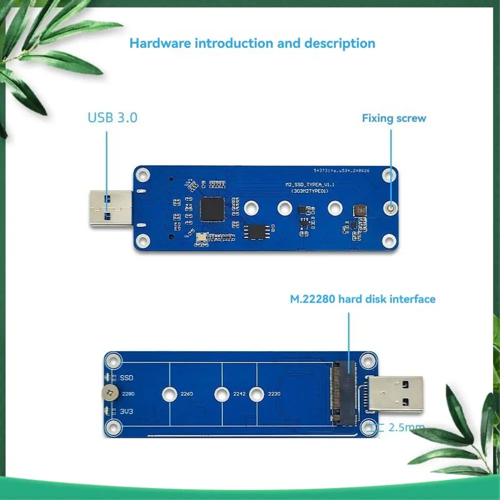

(НОВИНКА) Адаптер-переходник M.2 NVME в USB 3.0 Riser Board Адаптер USB 3.0 в M-Key NVME USB3.2 для 2230 2240 2260 2280 M2 SSD