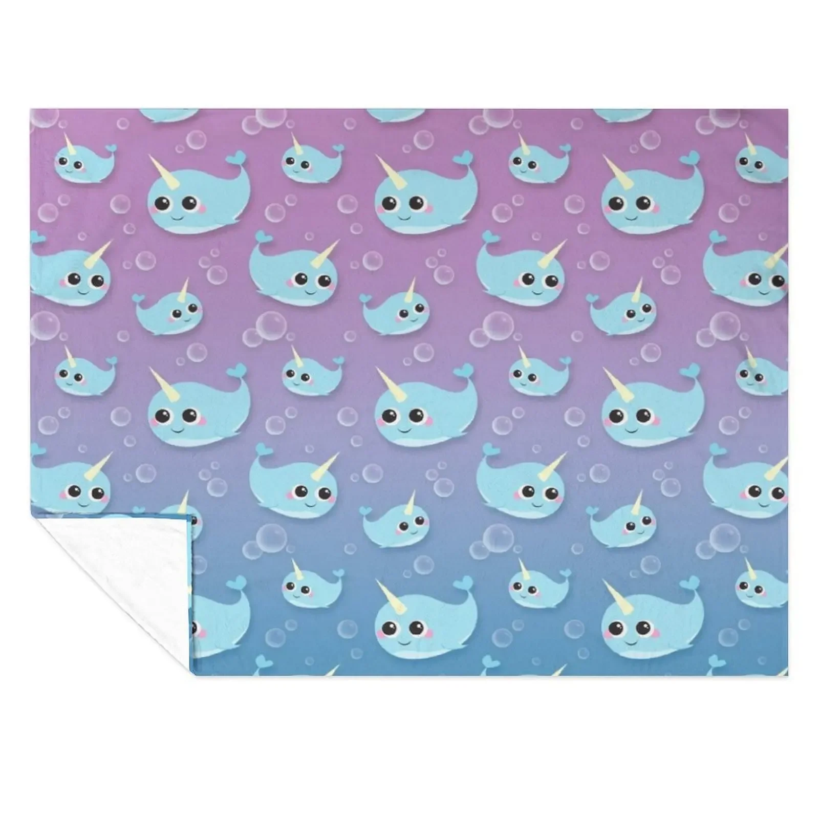 

Cute Happy Narwhal Throw Blanket funny gift Sofa Quilt Cute for babies Blankets