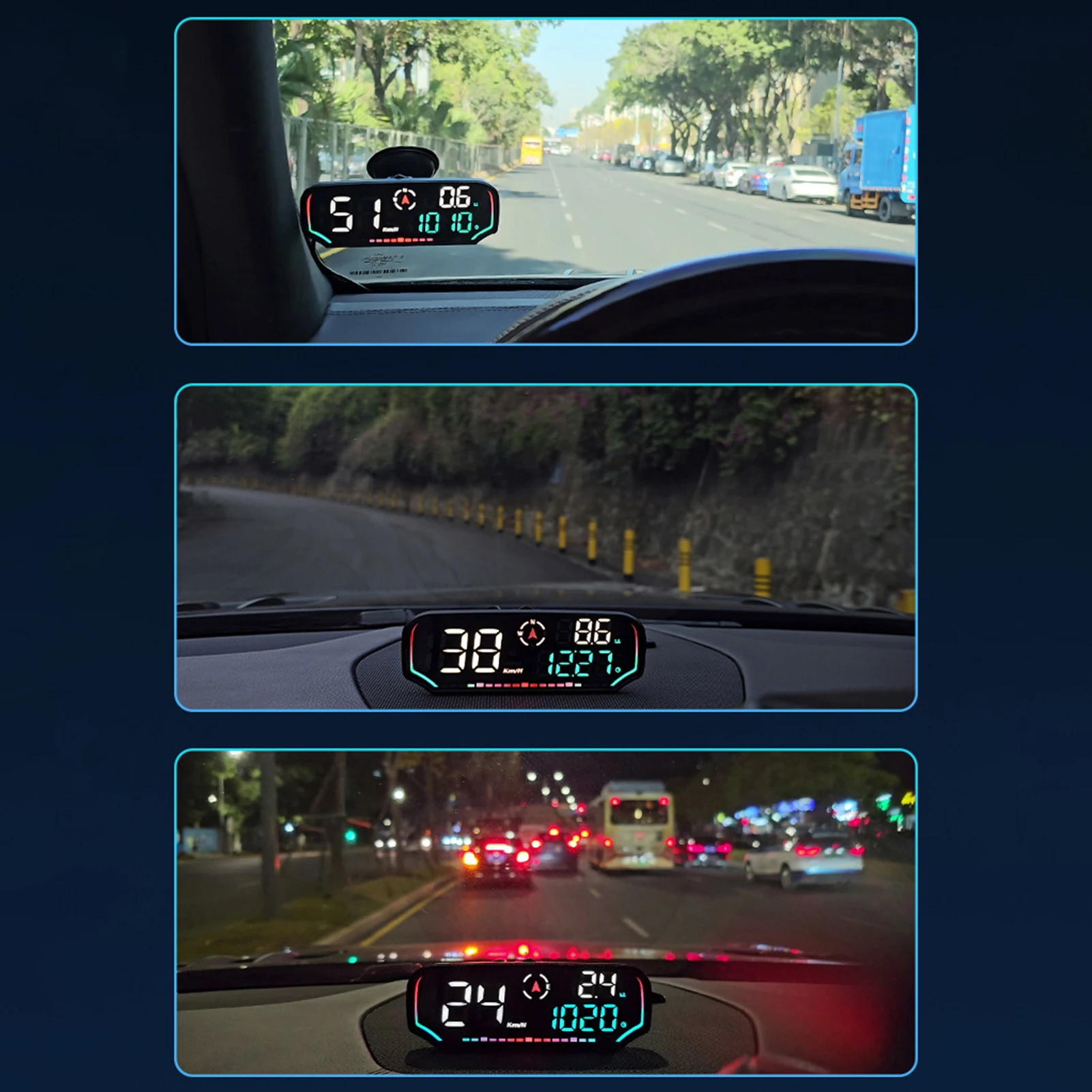 

Universal HUD Head-Up Display Projector Digital Speedometer Smart Gauge With-Compass/Speed/Warnings Function For Windshield