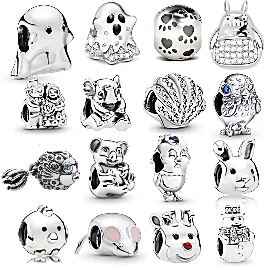 NEW Animal Series Bead Chick Mouse Rabbit Owl Trinket Charm Beads Fit Original 925 Sterling Silver Bracelet Bangle Women Jewelry