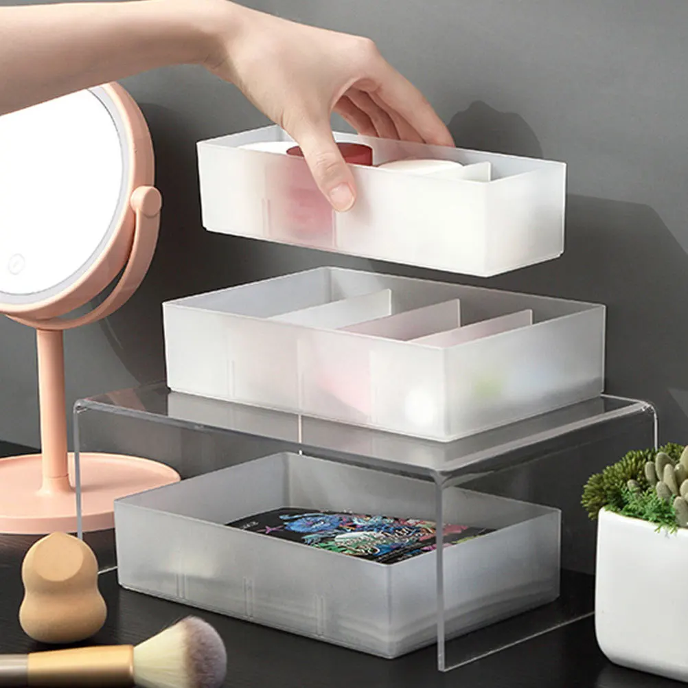 

2pcs Divider Storage Box Drawer Organizer Trays Desktop Compartment Case Makeup Organizer Plastic Stackable