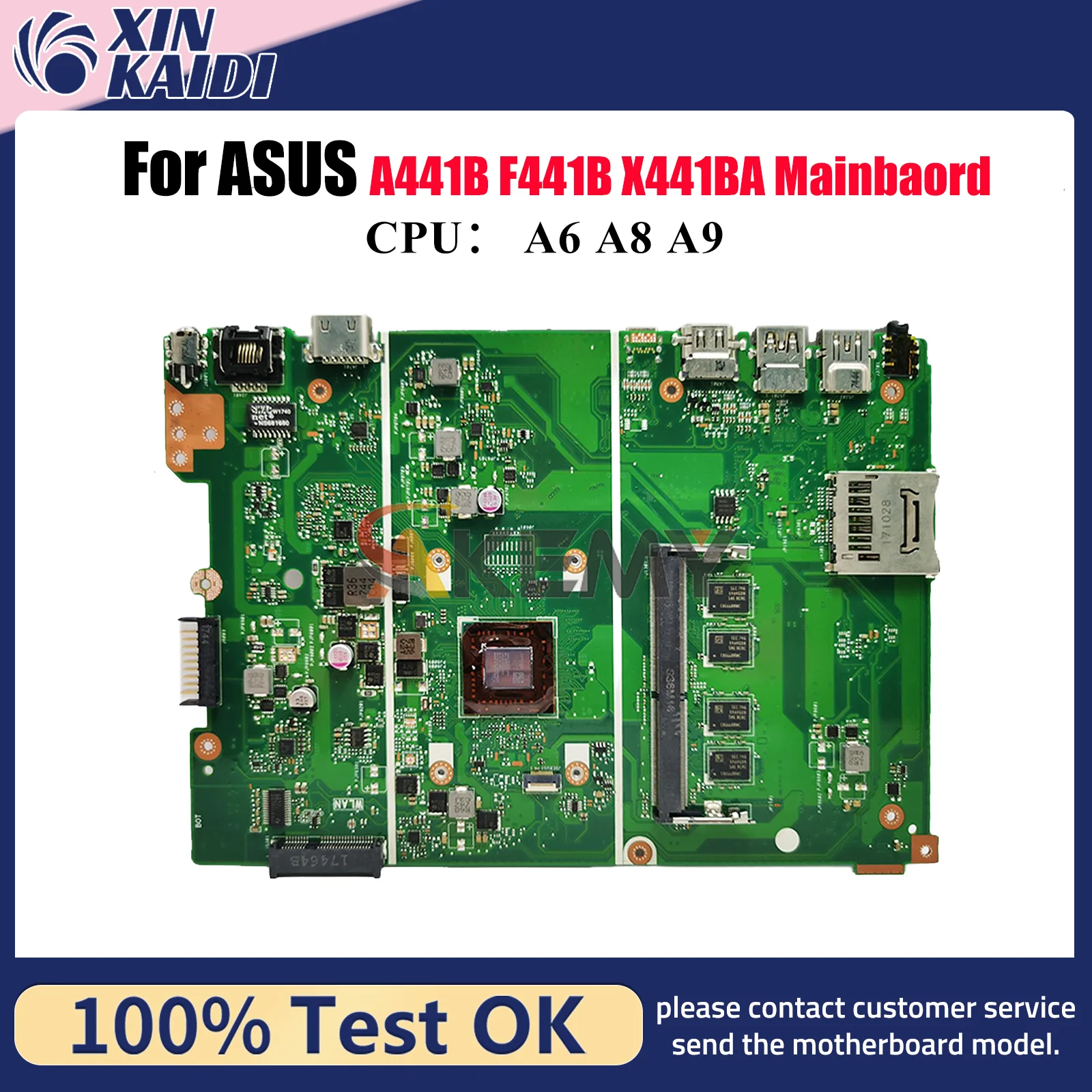

X441BA Laptop Motherboard For ASUS VivoBook F441B A441B X441BA X441B Notebook Mainboard With A6 A8 A9 CPU tests OK fast shipping