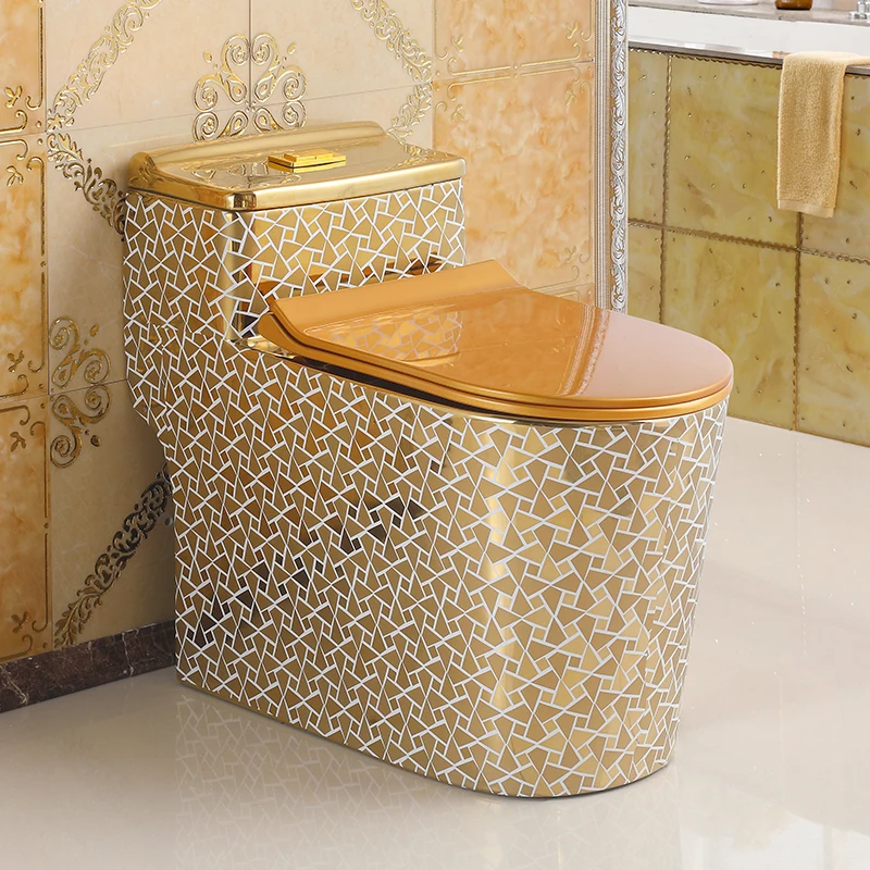 

Personalized local gold toilet creative European-style color toilet deodorant ceramic silent siphon toilet.