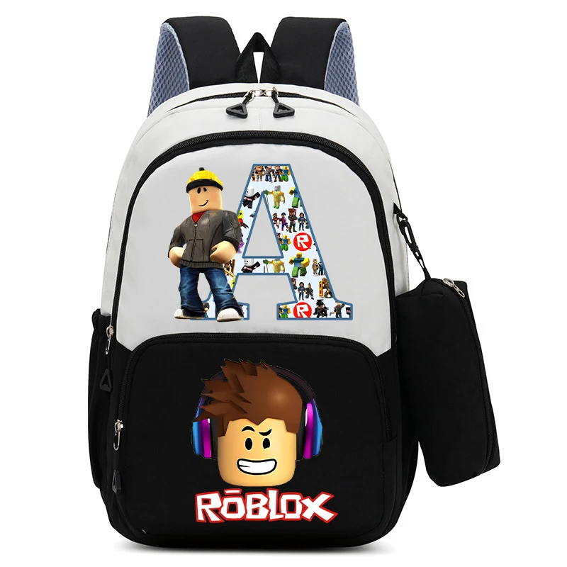 Детский рюкзак Roblox, 2 шт., сумка-карандаш с мультяшным принтом A-Z, школьная сумка для мальчиков, большой вместительный рюкзак, детские подарки на день рождения