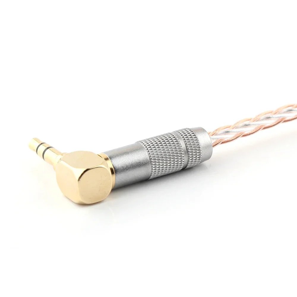 Hifi 8Croes Copper Silver Mixed 3Port 3.5mm Right Angle Male to Male Replacement for Headphones, iPods, iPhones, iPads
