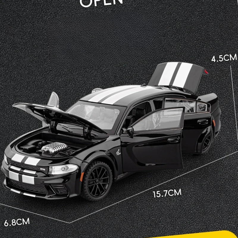 1:32 Neuer Warhorse-Sportwagen mit Ton und Licht, zurückziehbares Kinderspielzeugauto, Tonmodell, Desktop-Ornament, Geschenk