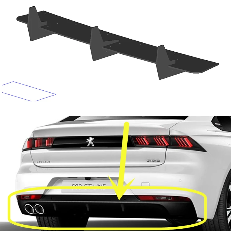 

Use For Peugeot 508 GT Line 2018 2019 Year Rear Diffuser Bumper Lips Spoiler Splitter Body Kit Accessories