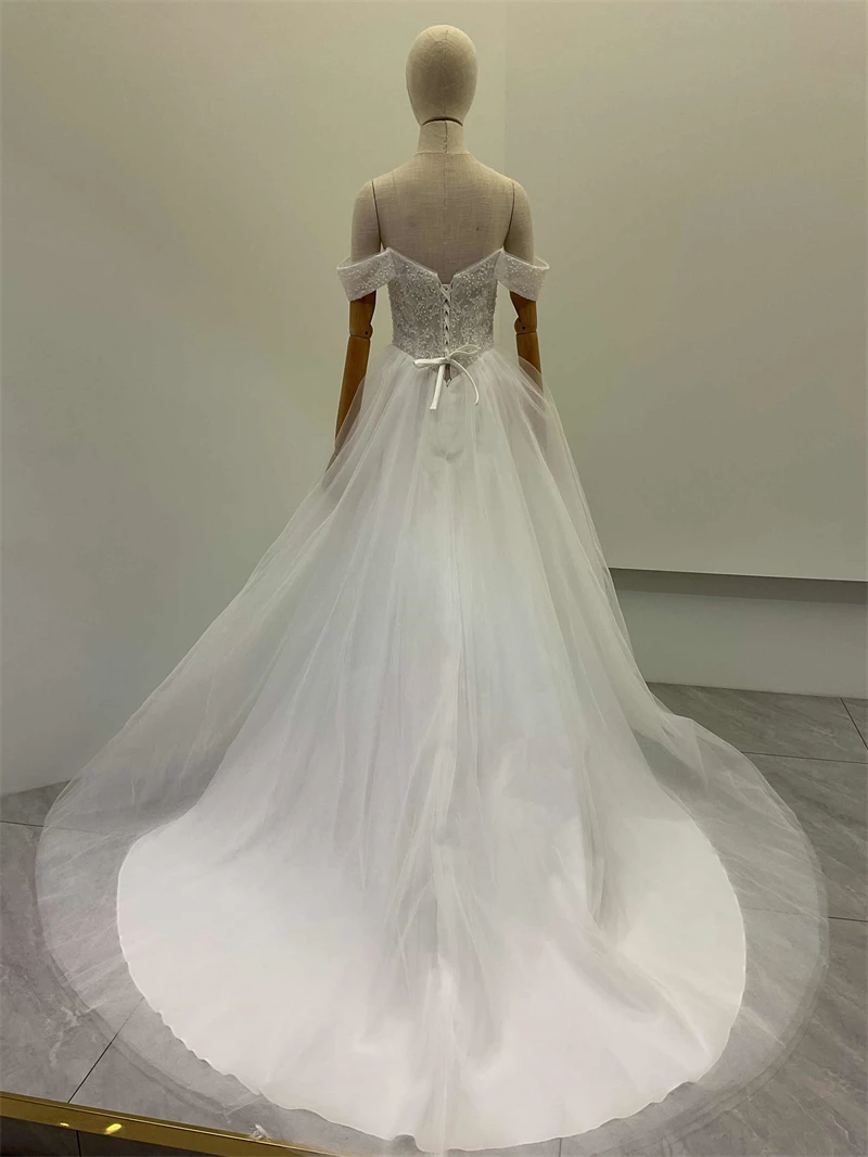 Custom Made Royal Muse High Quality Off Shoulder Wedding Dress Beading Lace Aline Gown