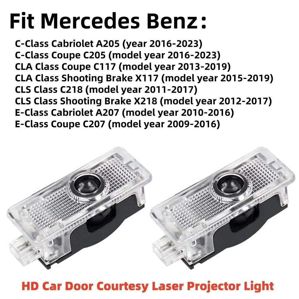 2P Car Door Welcome Ghost Shadow Light HD LED Projector Puddle For Mercedes Benz C C205 CLA C117 X117 CLS C218 X218 E C207 A207