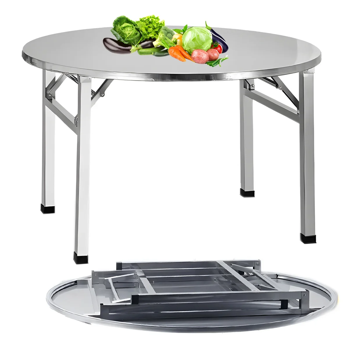 #Modern Circular Table Furniture Stainless Steel Foldable Round Dining Tables for Indoor/Outdoor Wedding Banquet Party Events Us