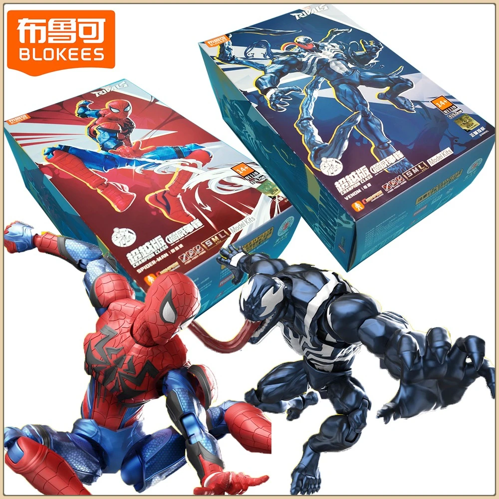 

New Original Blokees Marvel Action Figures Champion Class Venom Spider-man Creative Design Perfect Collectible Toys Kids Gifts