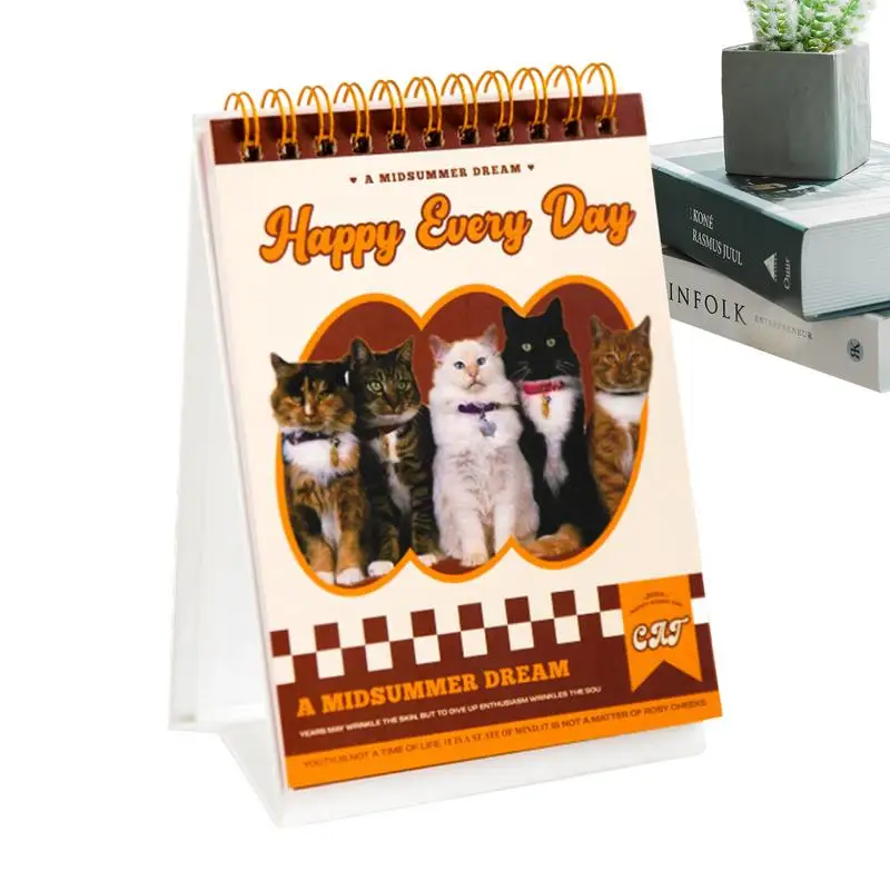 ปฏิทินแมวรายเดือนปฏิทินตั้งโต๊ะที่ไม่ซ้ำกันโต๊ะที่สร้างสรรค์ปฏิทินที่มีสติกเกอร์รูปแมวยืนขึ้นปฏิทิน12รายเดือน