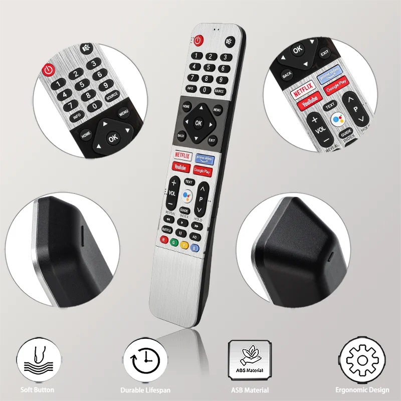 539C-268908-W070 IR For Metz Remote Control Replacement With NETFLIX PrimeVideo YouTube Google Play Buttons(NO Voice Function)