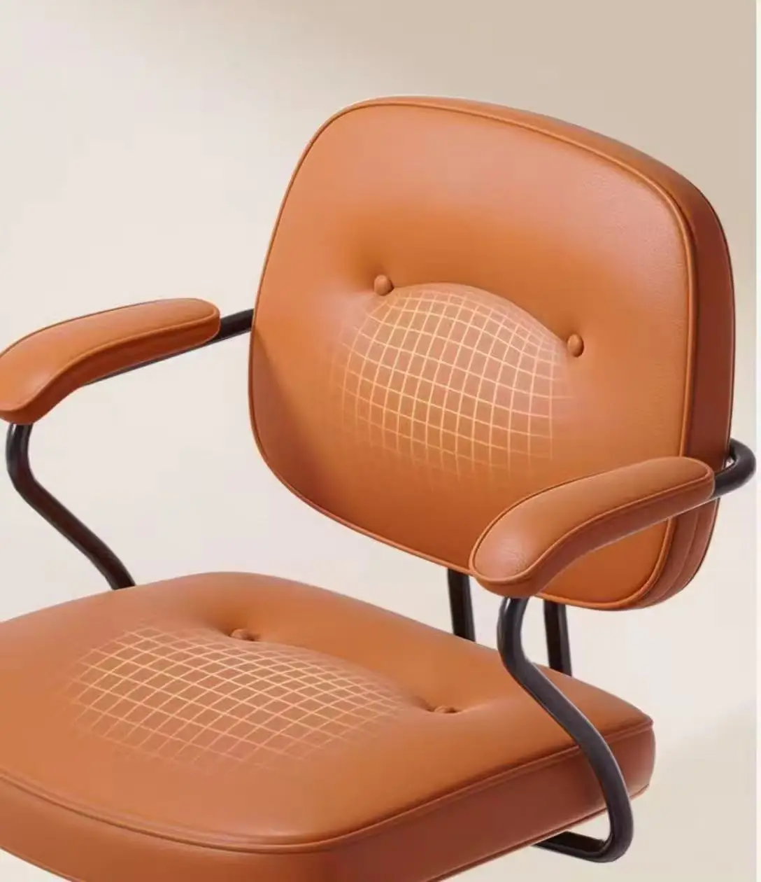 Modern Ergonomic Leather Adjustable Height Mid-Back Conference Swivel Task Chair with Handle and Tilting for Home Use