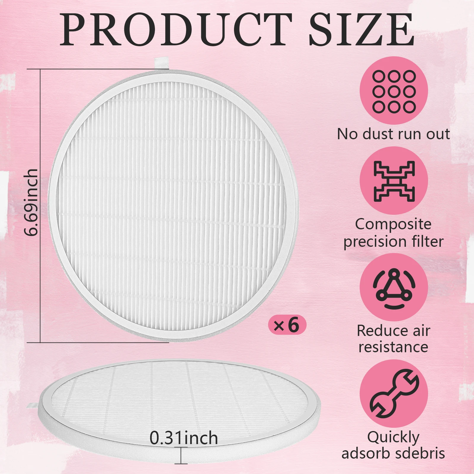 

6 Pcs Nail Dust Collector Filter Replacement Filter Reusable Dust Collector Filter No Spilling Dust Filter For Nail Dust Machine